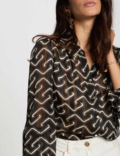 Bedrukte voile blouse meerkleurig vrouw