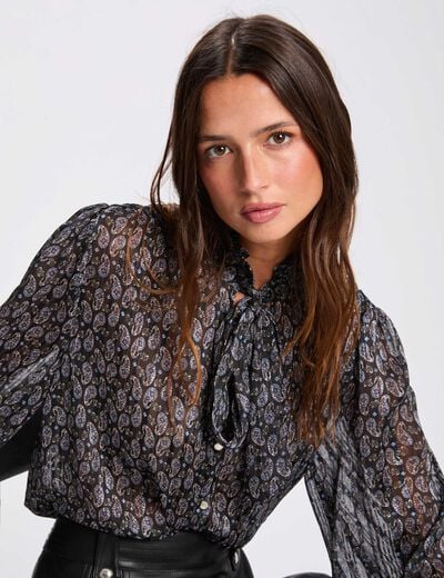 Vloeiende blouse met V-hals meerkleurig vrouw