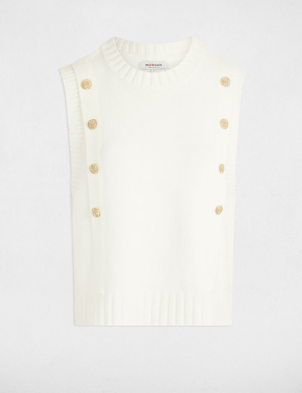 Pull sans manches blanc femme