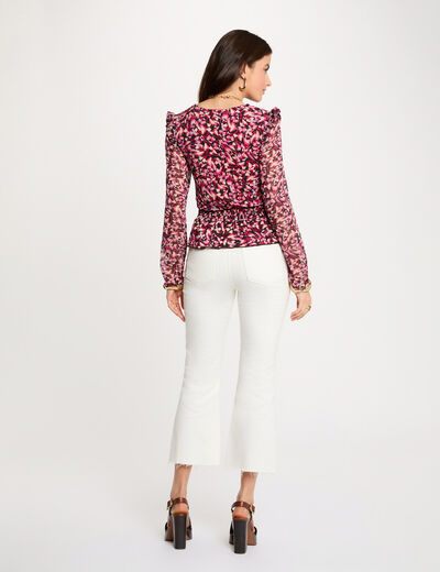 T-shirt ajust&eacute; col V multicolore femme