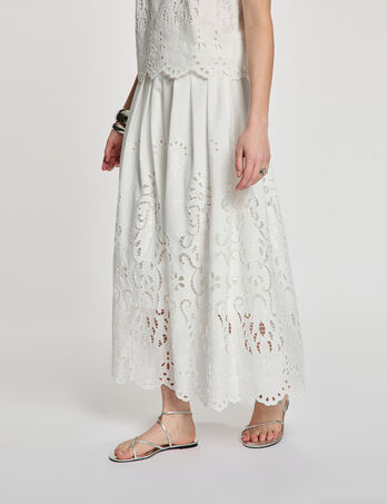 Mouwloze kanten top helder wit vrouw