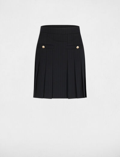 Jupe courte pliss&eacute;e bleu marine femme