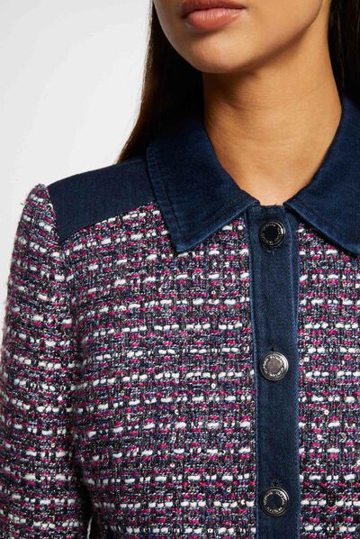 Recht jack met denim details meerkleurig vrouw
