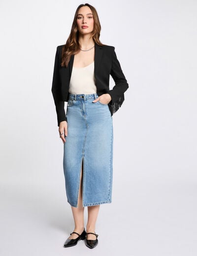Blazer met franjes zwart vrouw