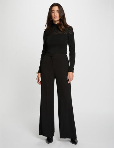 Pantalon large fluide noir femme