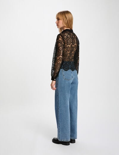 Chemise manches longues noir femme