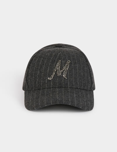Casquette rayée à M strass gris moyen femme