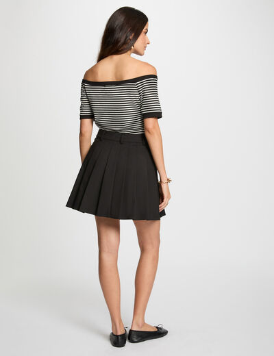 Gestreept Bardot T-shirt helder wit vrouw