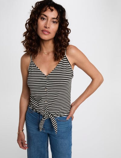 Cropped V-hals tanktop zwart vrouw