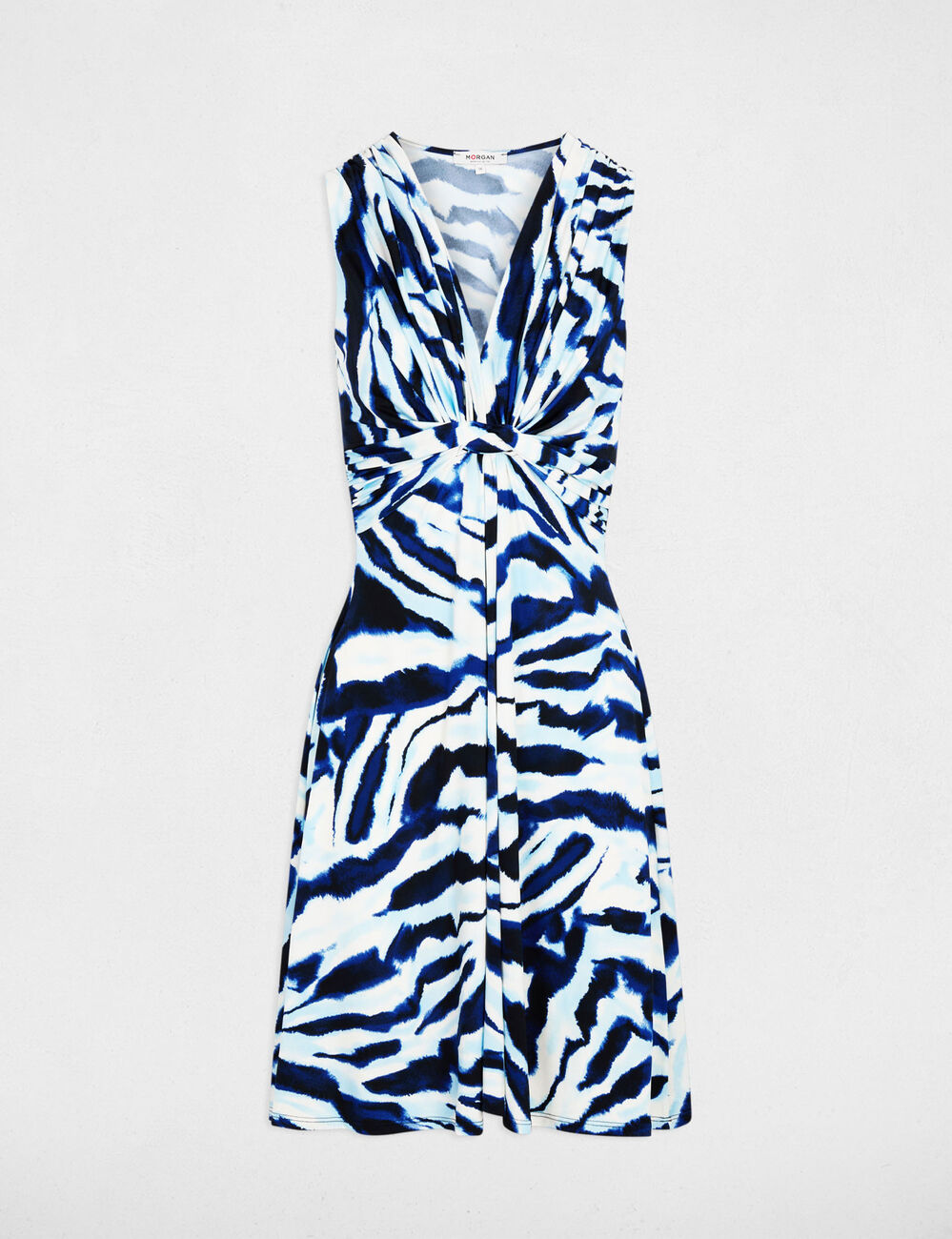 Robe courte col v multicolore femme