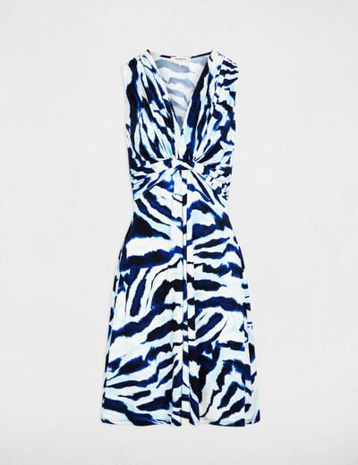 Robe courte col v multicolore femme