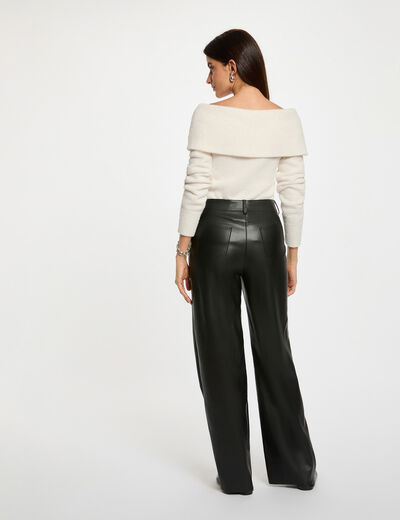 Pull col bardot ivoire femme