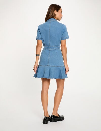 Robe courte ajust&eacute;e denim stone femme