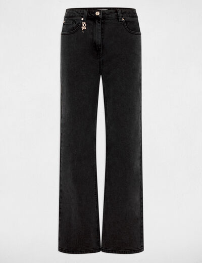 Jean large taille haute denim noir femme