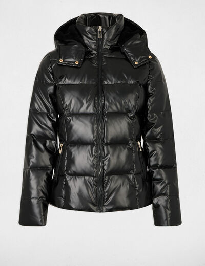 Doudoune courte brillante noir femme
