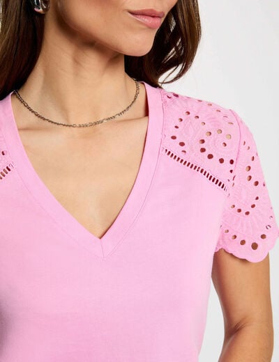 T-shirt manches courtes rose femme