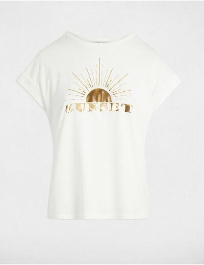 T-shirt à inscription blanc femme
