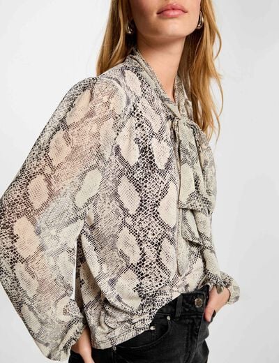 T-shirt col lavallière multicolore femme