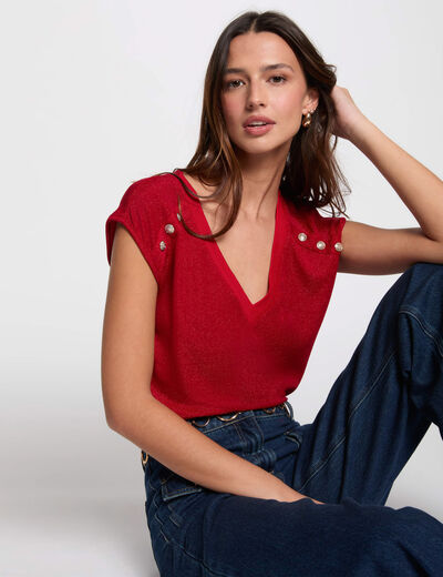 T-shirt met korte mouwen rood vrouw