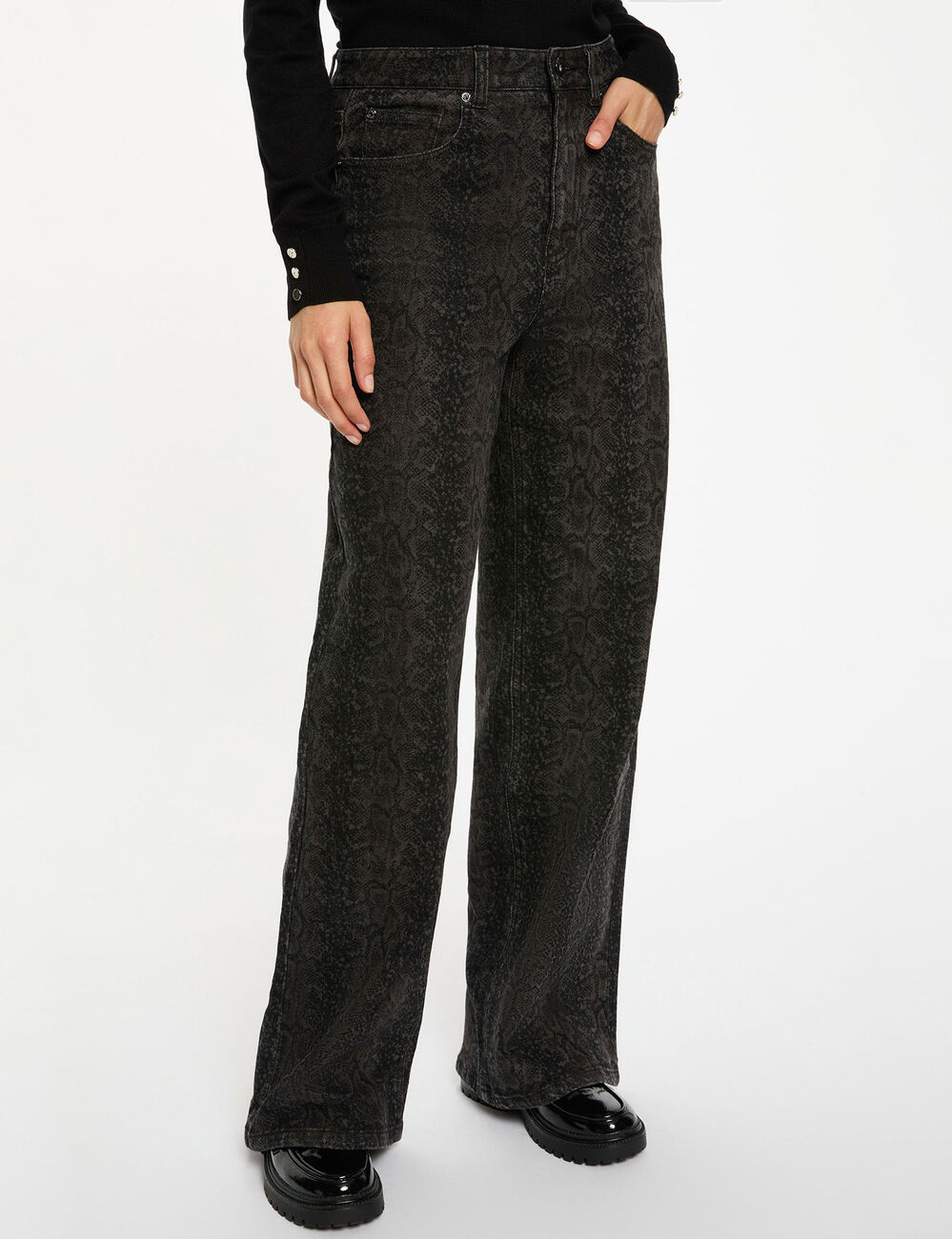 Jean large taille haute multicolore femme