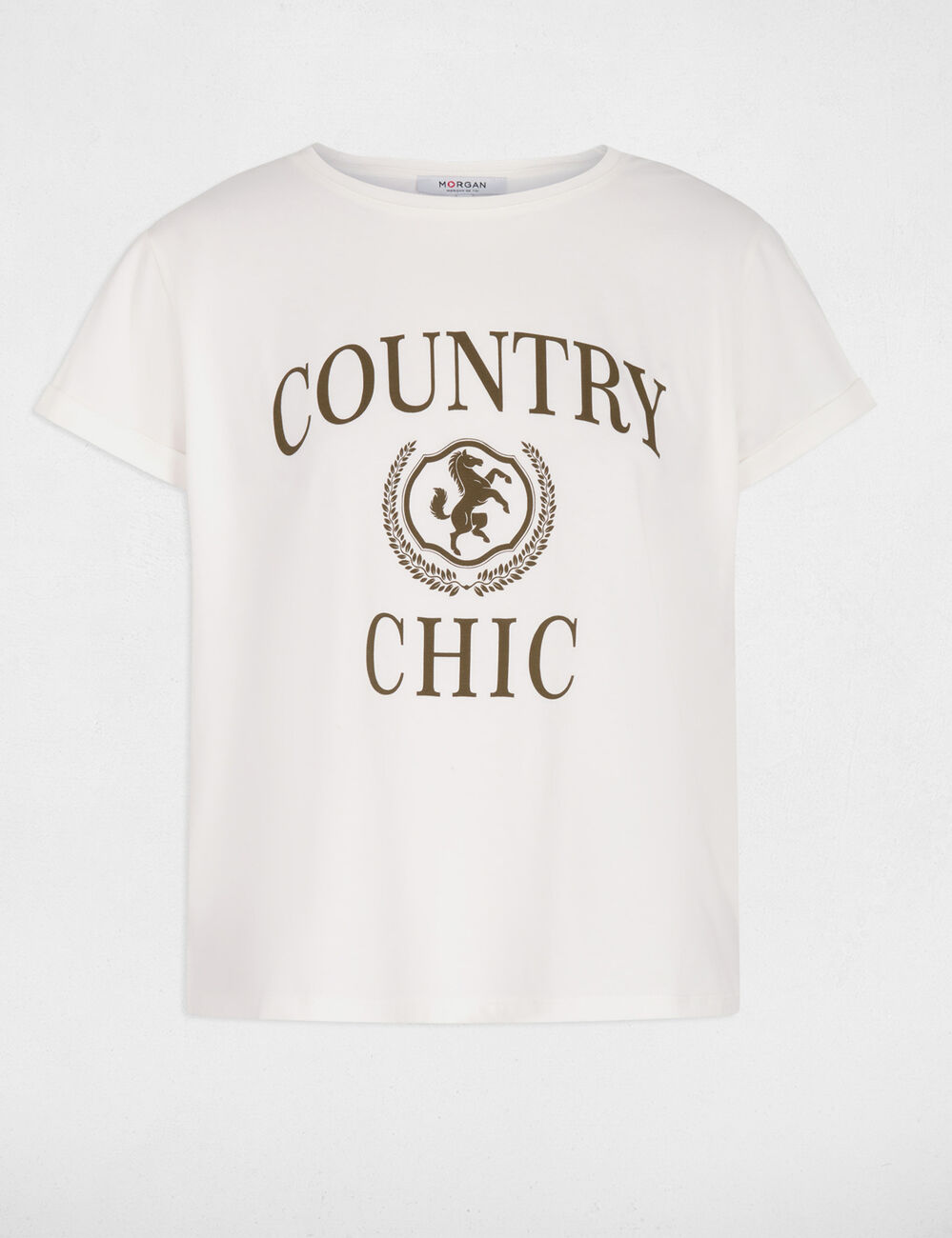 T-shirt ronde hals korte mouwen helder wit vrouw
