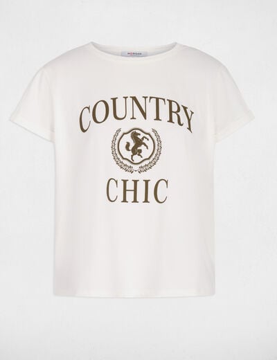 T-shirt ronde hals korte mouwen helder wit vrouw