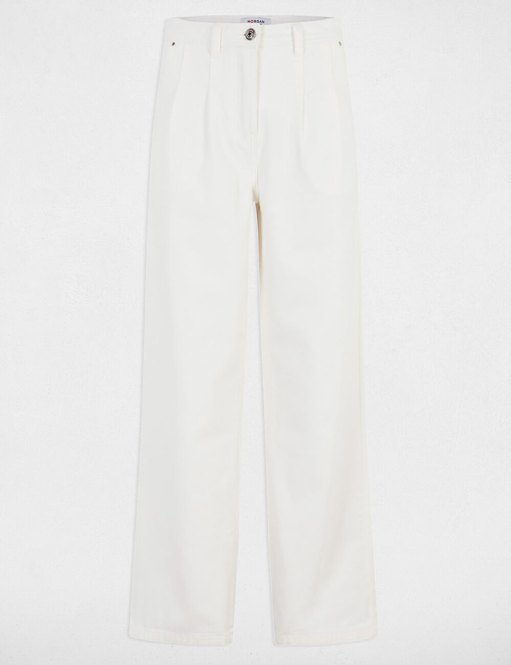 Jeans large taille haute blanc femme