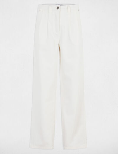 Jeans large taille haute blanc femme
