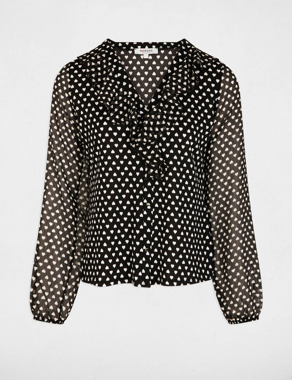 Voile blouse met v-hals zwart vrouw