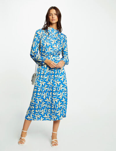 Rechte midi-jurk met print meerkleurig vrouw