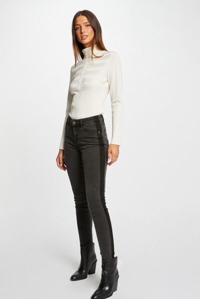 Skinny jeans met banden aan de zijkant mediumgrijs vrouw