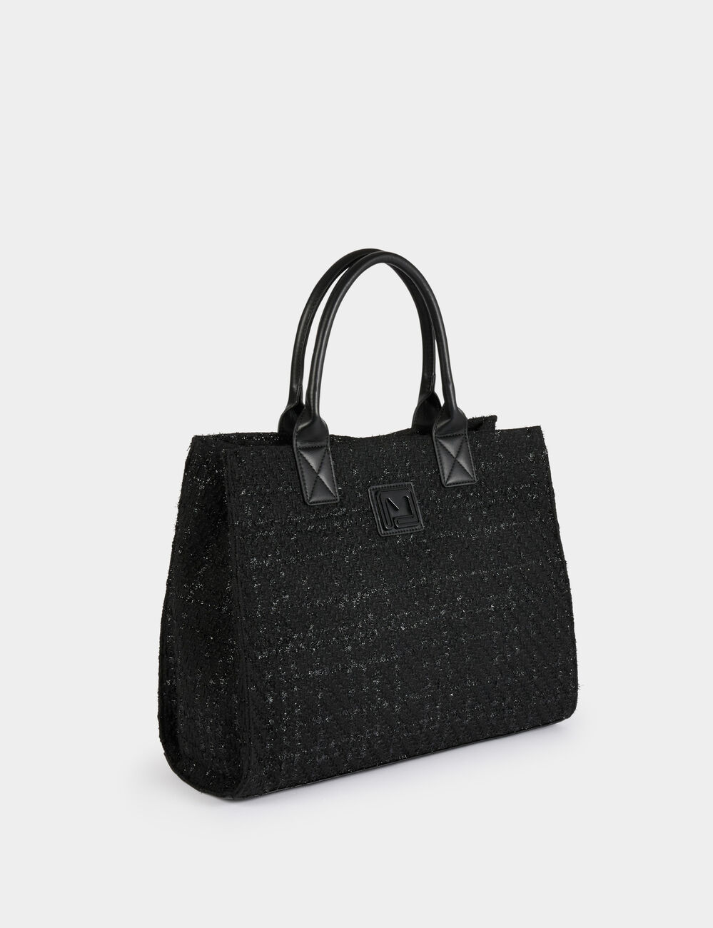 Tweed shopper zwart vrouw