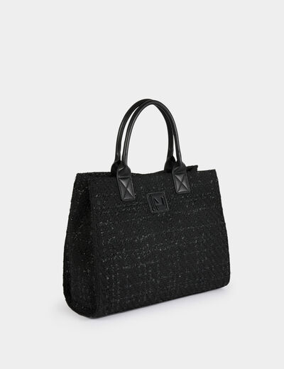 Tweed shopper zwart vrouw