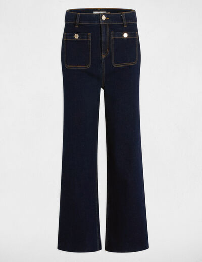 Pantalon jambe large 7/8ème denim brut femme