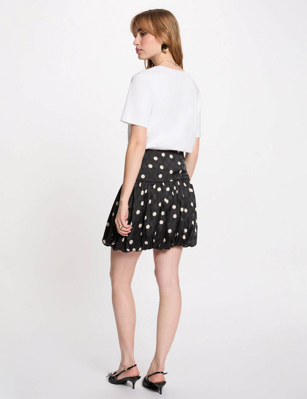 Jupe pliss&eacute;e imprim&eacute;e noir femme