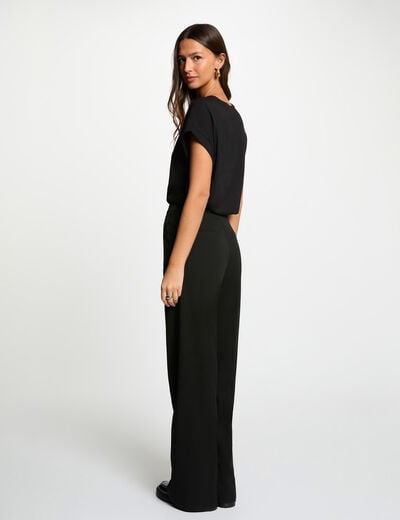 T-shirt col v strass noir femme