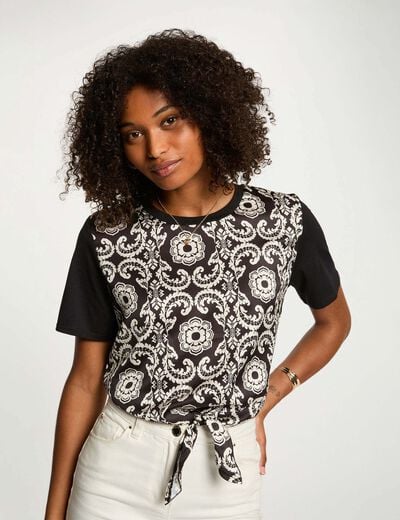 Cropped T-shirt met print helder wit vrouw