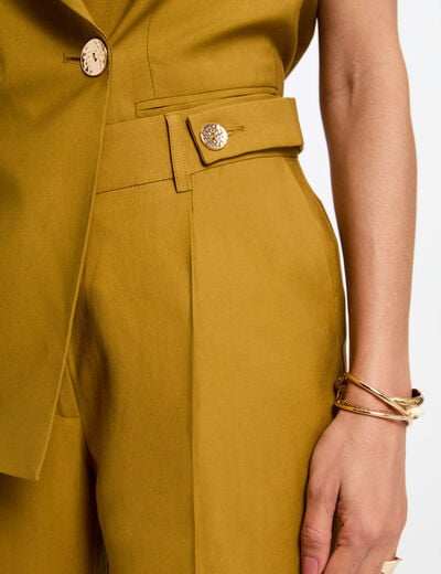Carrot fit broek met plooien brons vrouw