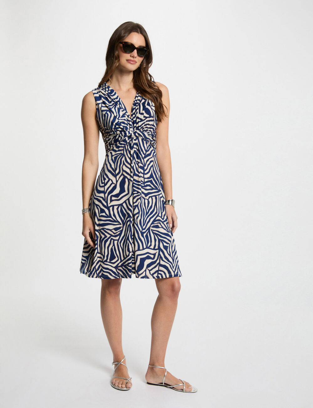 Robe courte ajustée imprimée multicolore femme