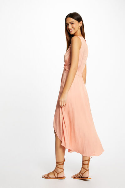 Robe midi trapèze asymétrique rose moyen femme