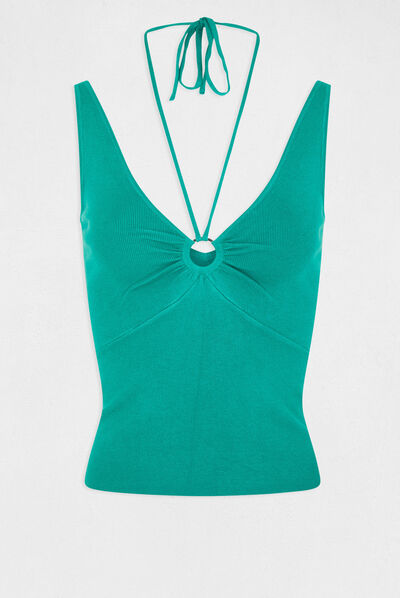 Tanktop sweater met blote rug middengroen vrouw