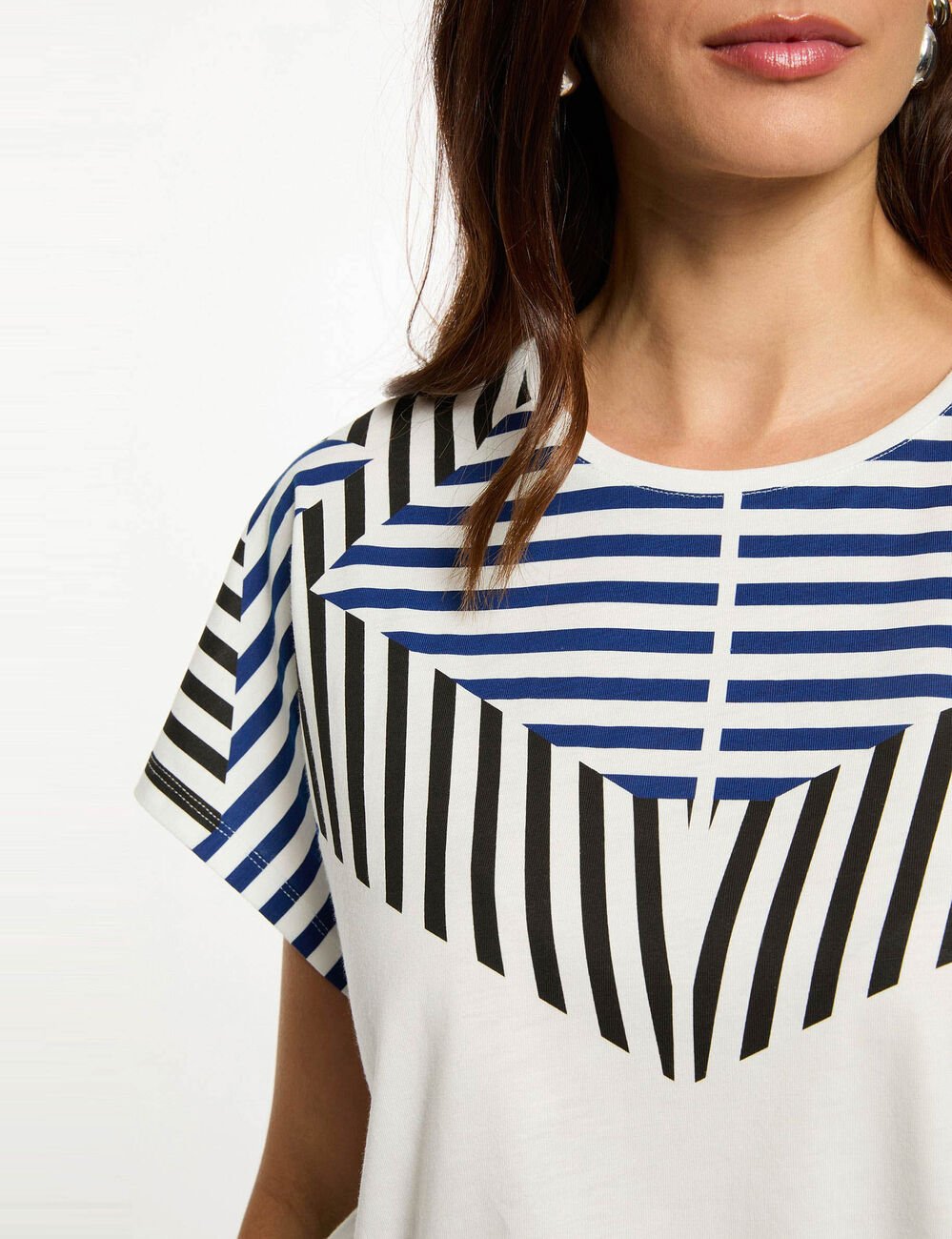 T-shirt court col rond blanc femme