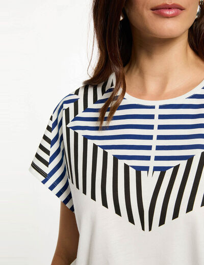 T-shirt court col rond blanc femme