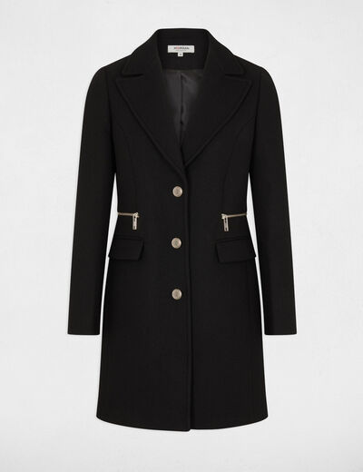 Manteau cintré avec détail zippé noir femme
