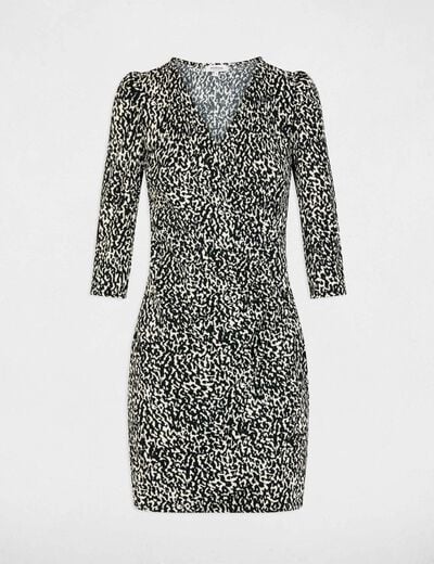 Robe courte ajustée multicolore femme