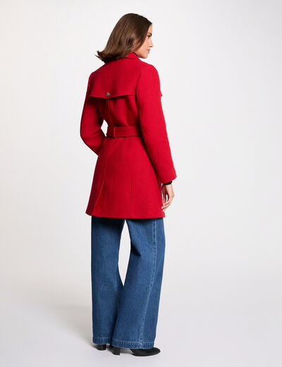 Lange mantel met ceintuur rood vrouw