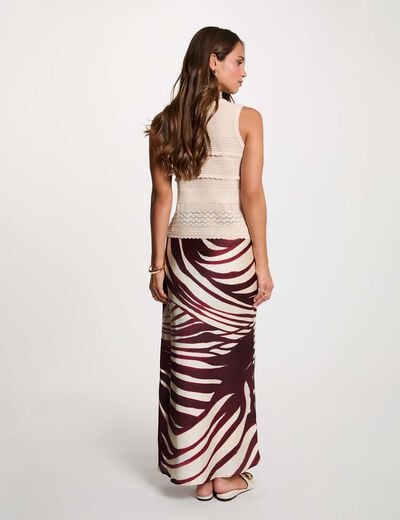 Jupe mi longue satin&eacute;e multicolore femme