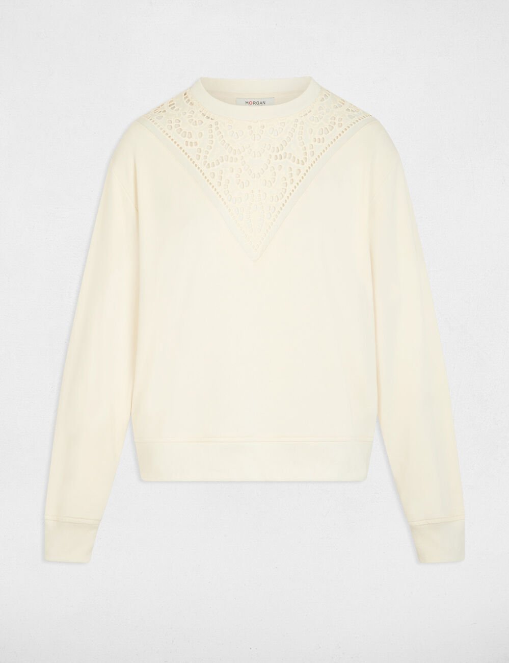 T-shirt met lange mouwen ivoor vrouw