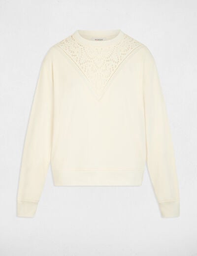 T-shirt met lange mouwen ivoor vrouw