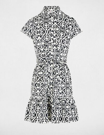 Robe courte trapèze imprimée multicolore femme